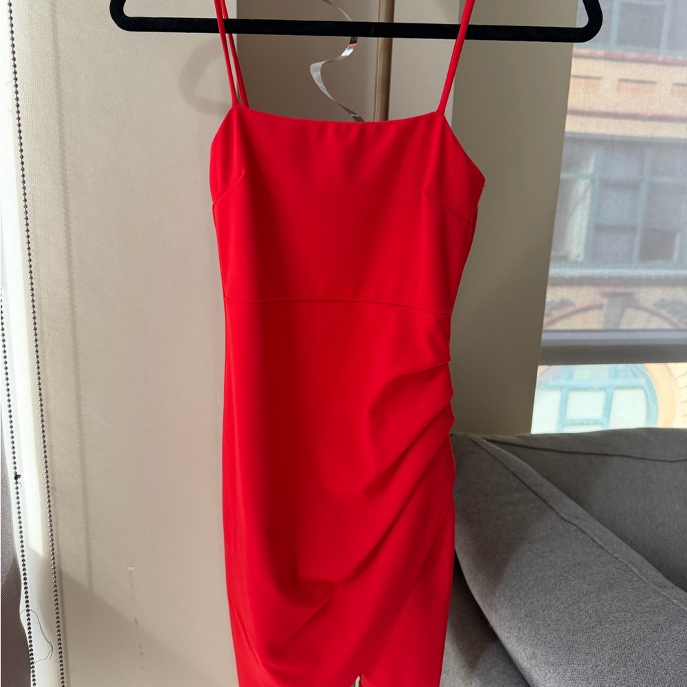 Blue Blush Red Spaghetti-Strap Midi Dress